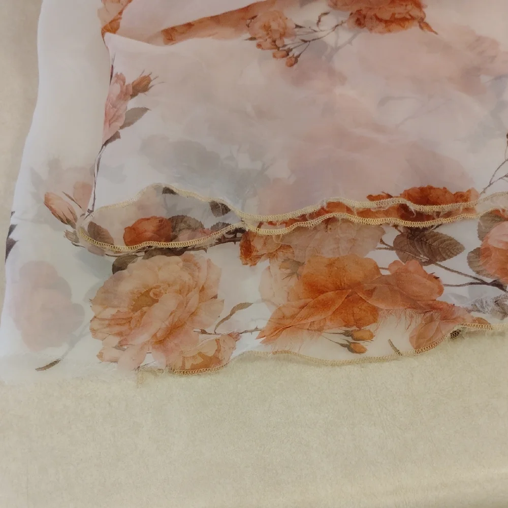 SHEIN Floral Maxi Dress - Orange and Cream - Picture 7 of 11